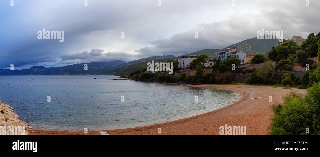 Sandy Beach in Cala Gonone, Sardinia. Stock Photo