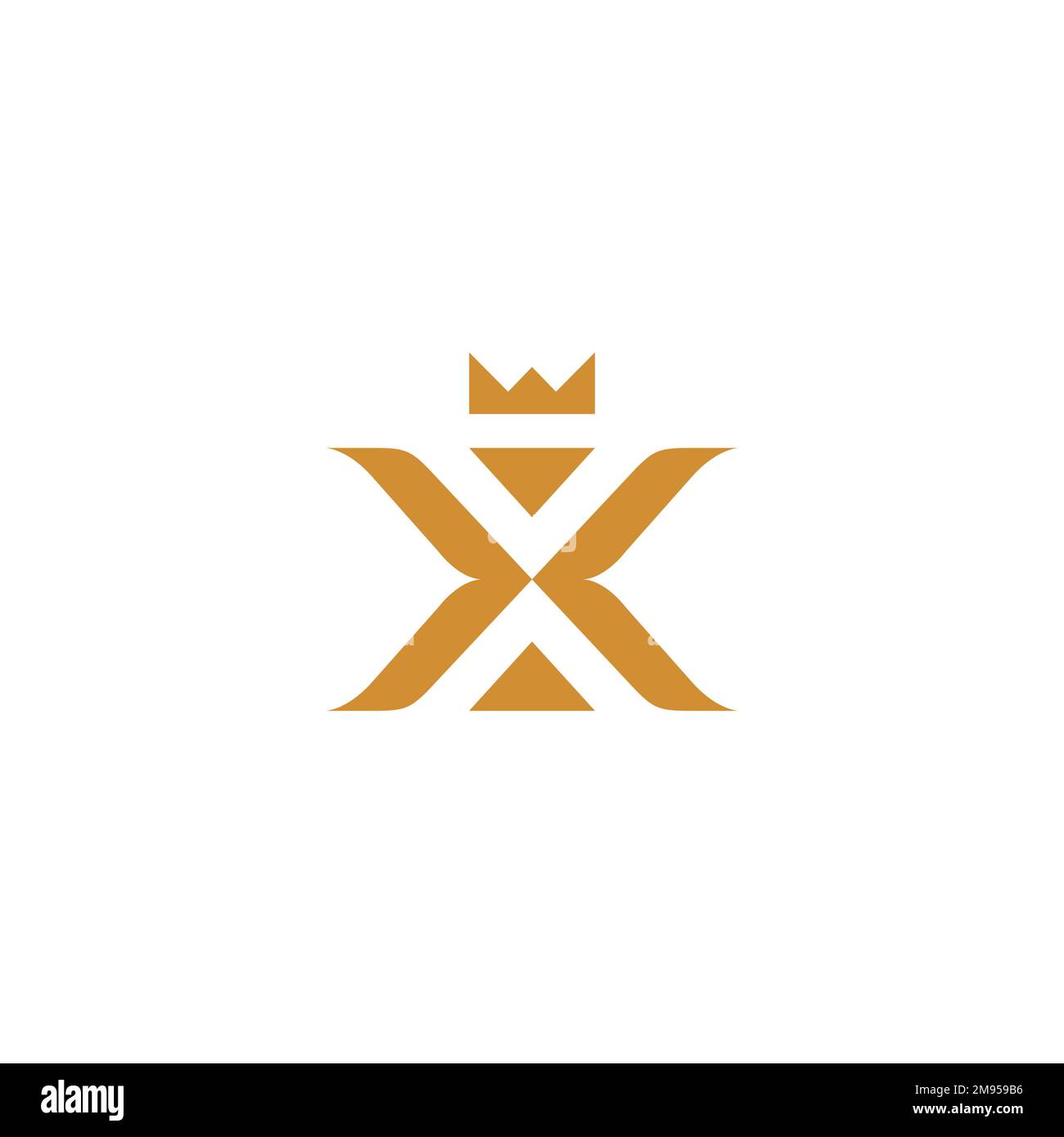 X Crown Logo Design With Gold Color Stock Vector