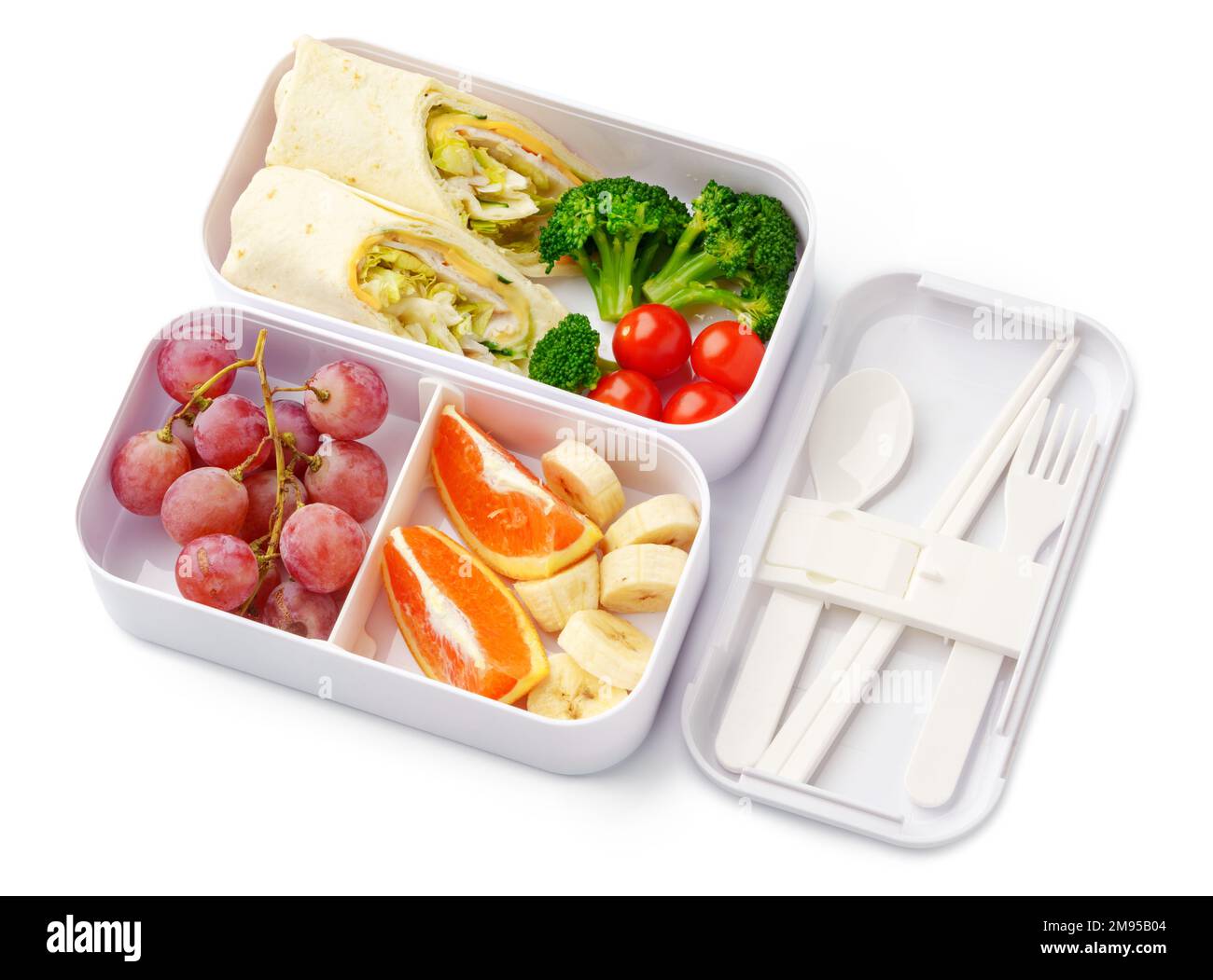 Withe Lunch Box Lunch boxes with healthy food isolated on white Stock Photo - Alamy
