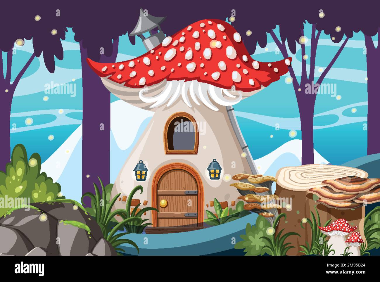 Fairytale house in forest scene illustration Stock Vector Image & Art ...