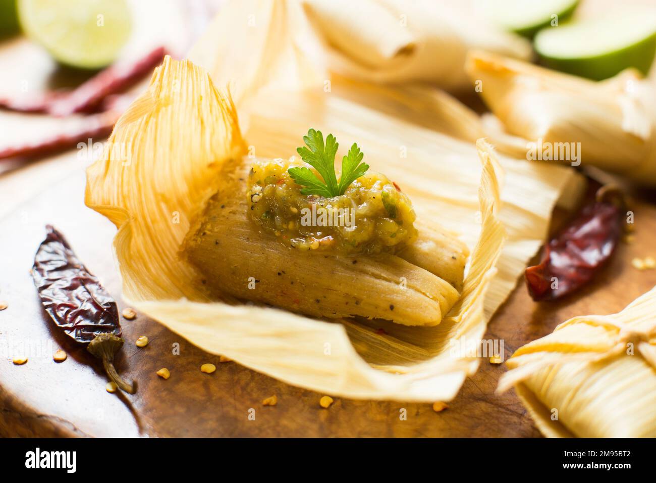 A tamale, in Spanish tamal, is a traditional Mesoamerican dish made of