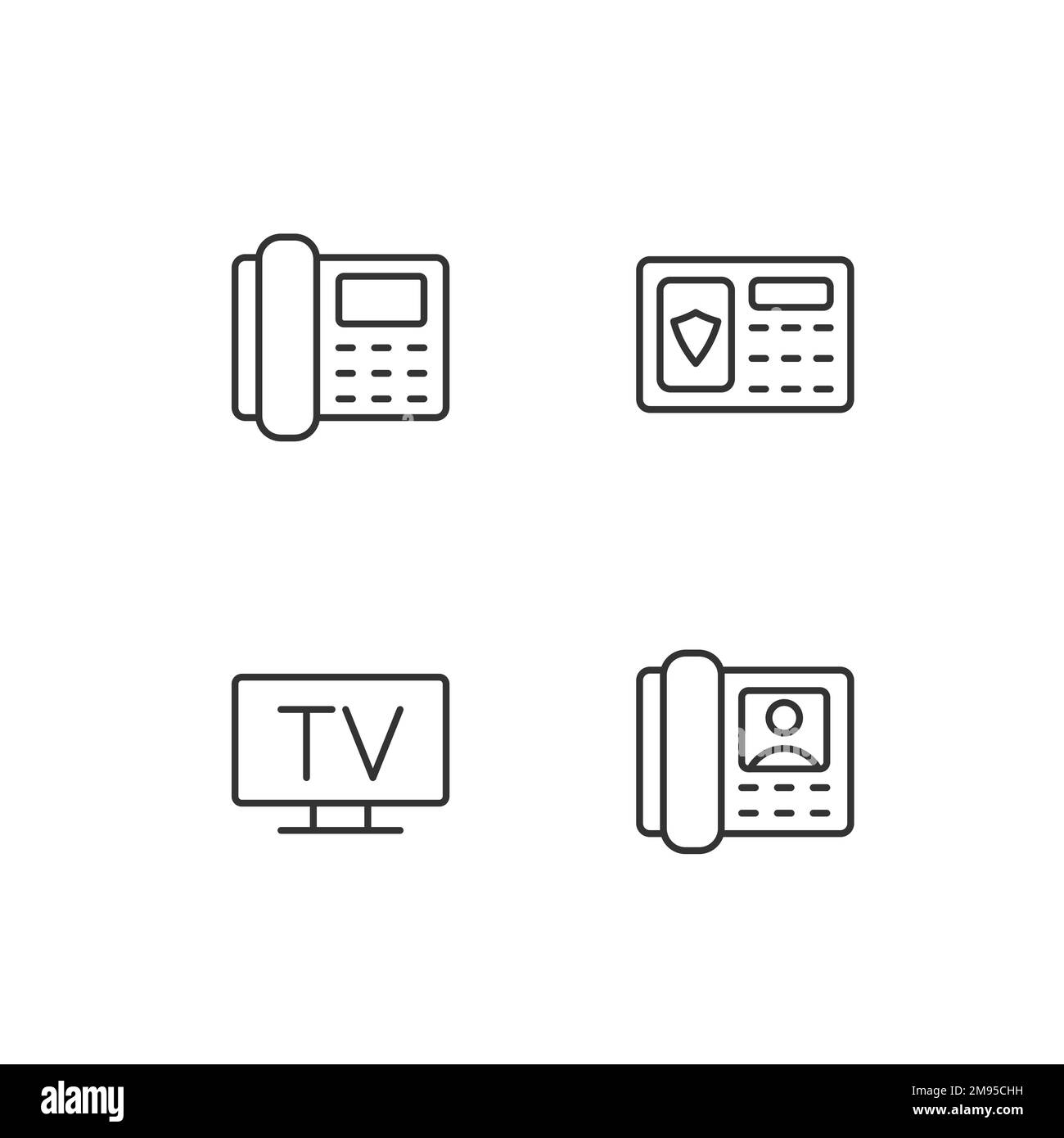 Home appliances pixel perfect linear icons set Stock Vector