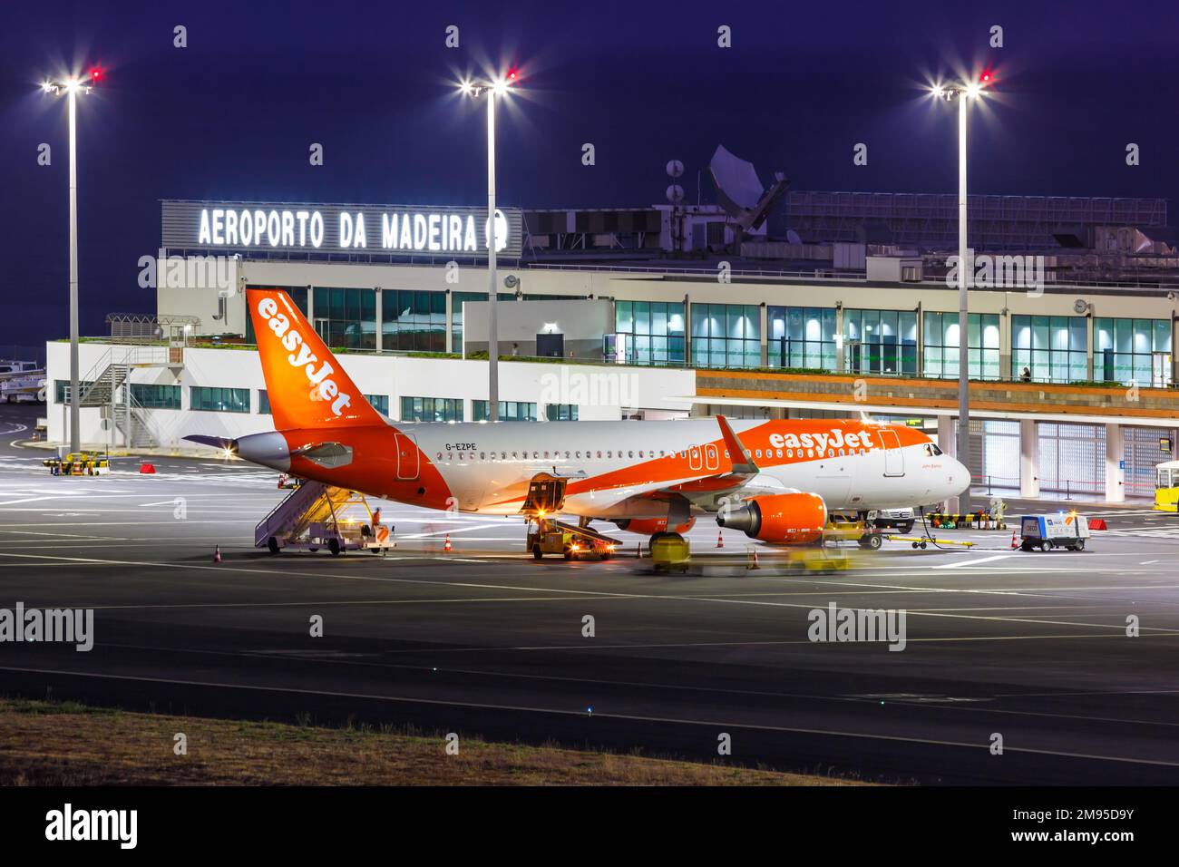 Funchal, Portugal - September 12, 2022: EasyJet Airbus A320 airplane at Funchal airport (FNC) in Portugal. Stock Photo