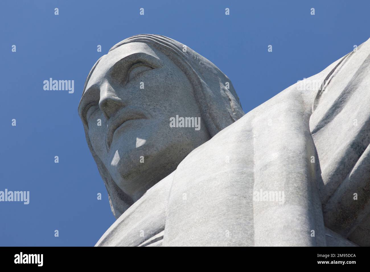 Brazil, Rio, the head and bust of Christ - at the statue of Cristo Redentor (Christ the Redeemer) the worlds largest Art Deco Monument. Stock Photo