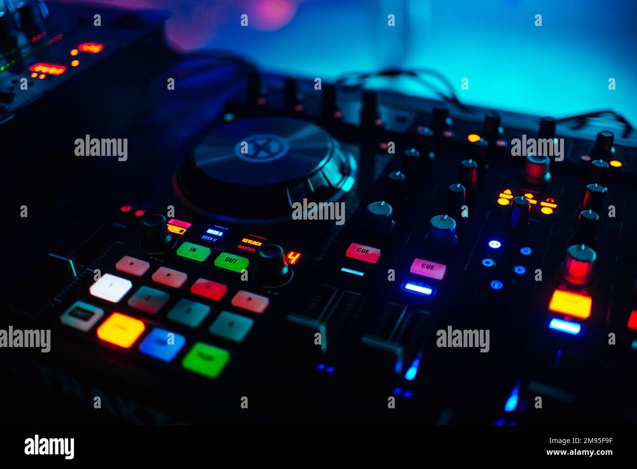 backlit buttons for music professional mixer DJ to play musical drives
