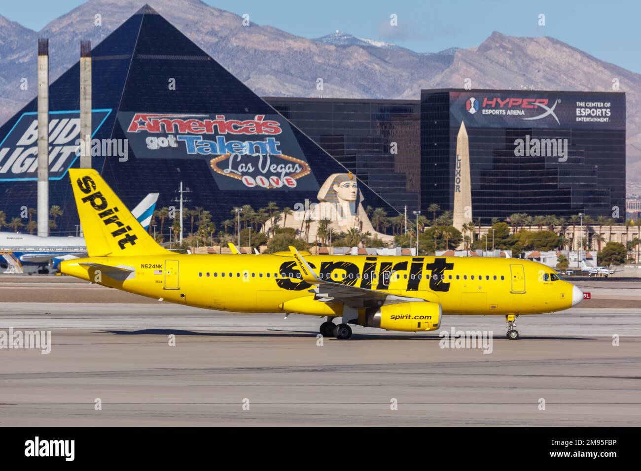 Las Vegas, United States - November 9, 2022: Spirit Airbus A320 airplane at Las Vegas airport (LAS) in the United States. Stock Photo