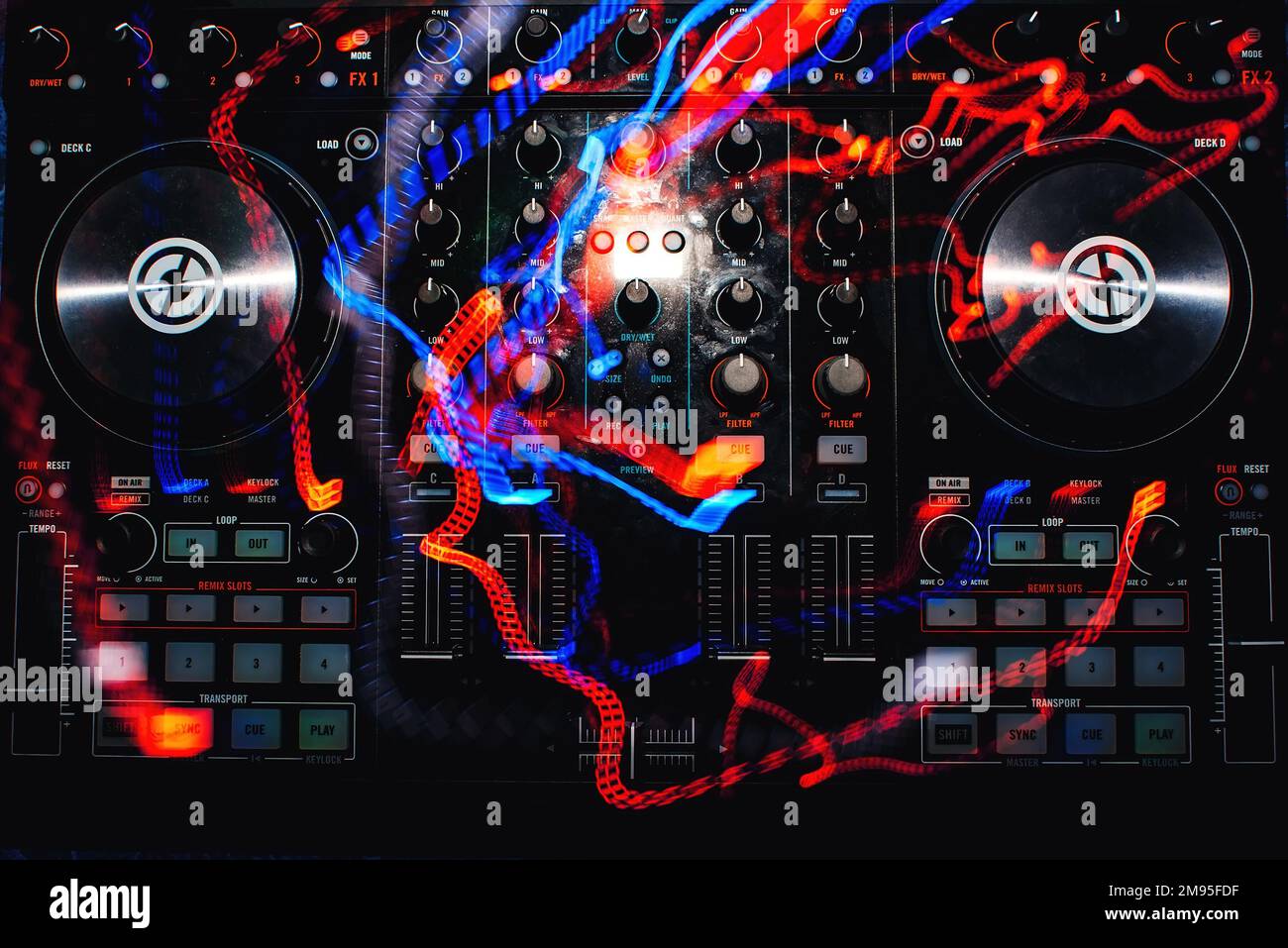 Professional Modern Board DJ Mixing Music And Game Discs With Colorful  Bright Background Stock Photo Alamy | Dj Equipment Games | sincovaga.com.br