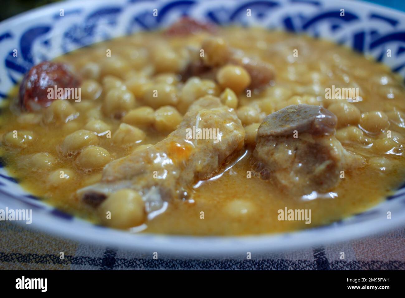 delicious chickpea stew with meat for lunch Stock Photo