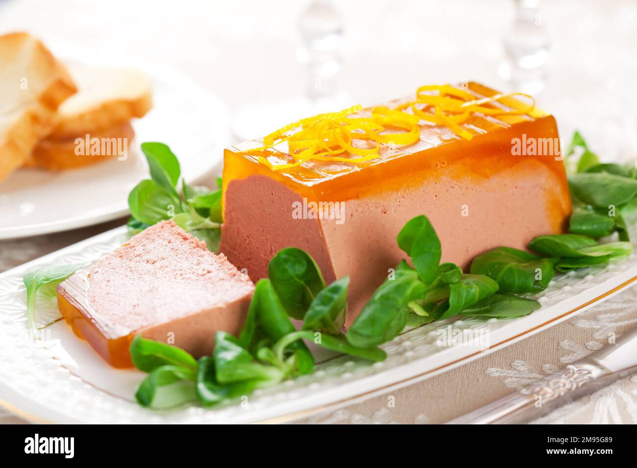 Delicious Easter appetizer for holiday dinner. Chicken liver pate with