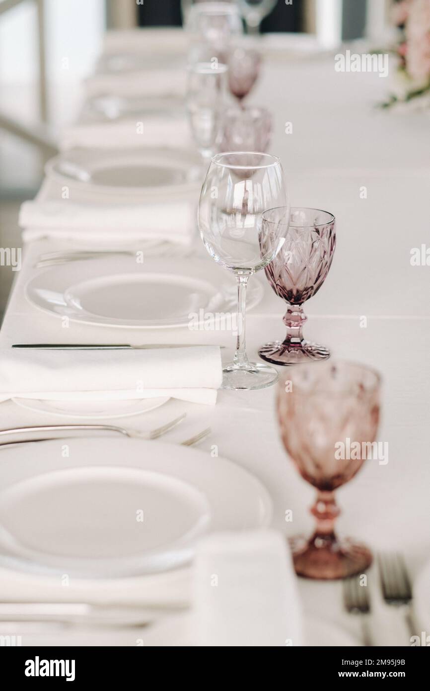 Beautiful table setting for a holiday without food. Stock Photo