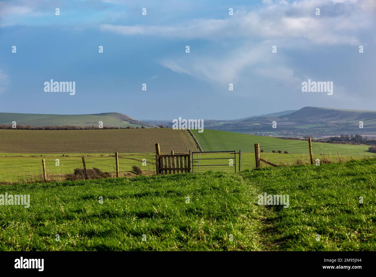 Looking out across the South Downs on a sunny Winter's day Stock Photo