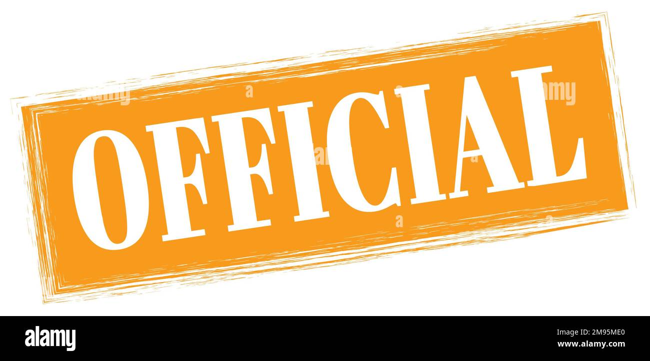 Official text written on orange rectangle stamp sign stock photo alamy