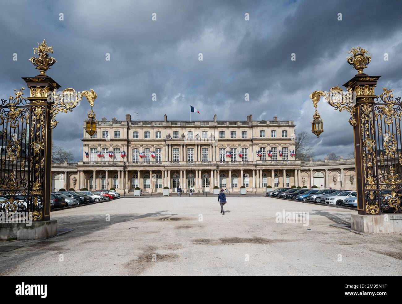 Nancy (north-eastern France): the Government Palace under a stormy sky Stock Photo