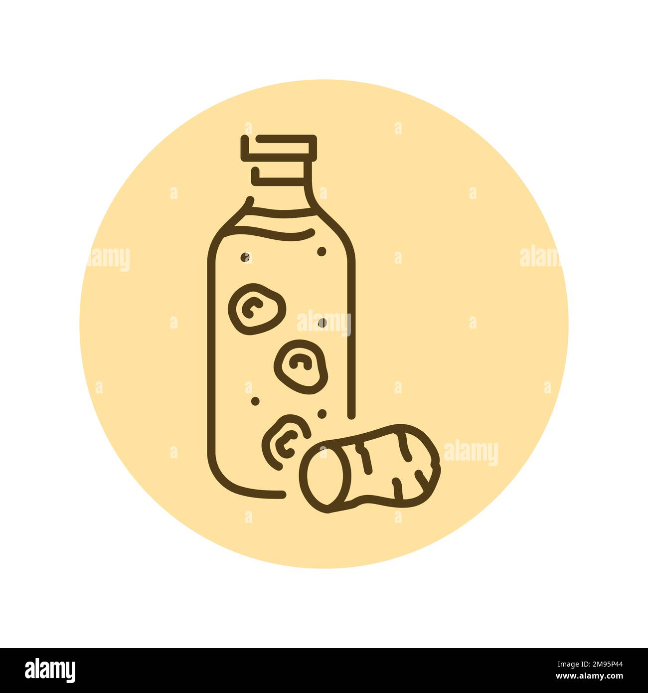 Kombucha homemade tea in bottle color line icon. Japanese fermented ...