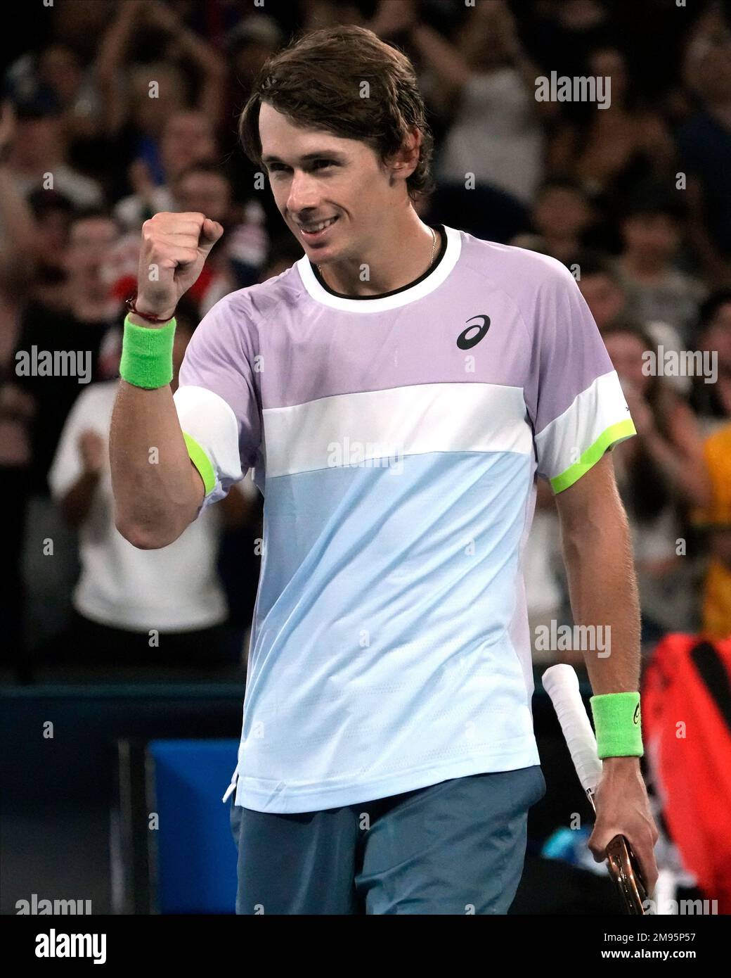 Alex de Minaur of Australia celebrates after defeating Hsu Yu Hsiou of