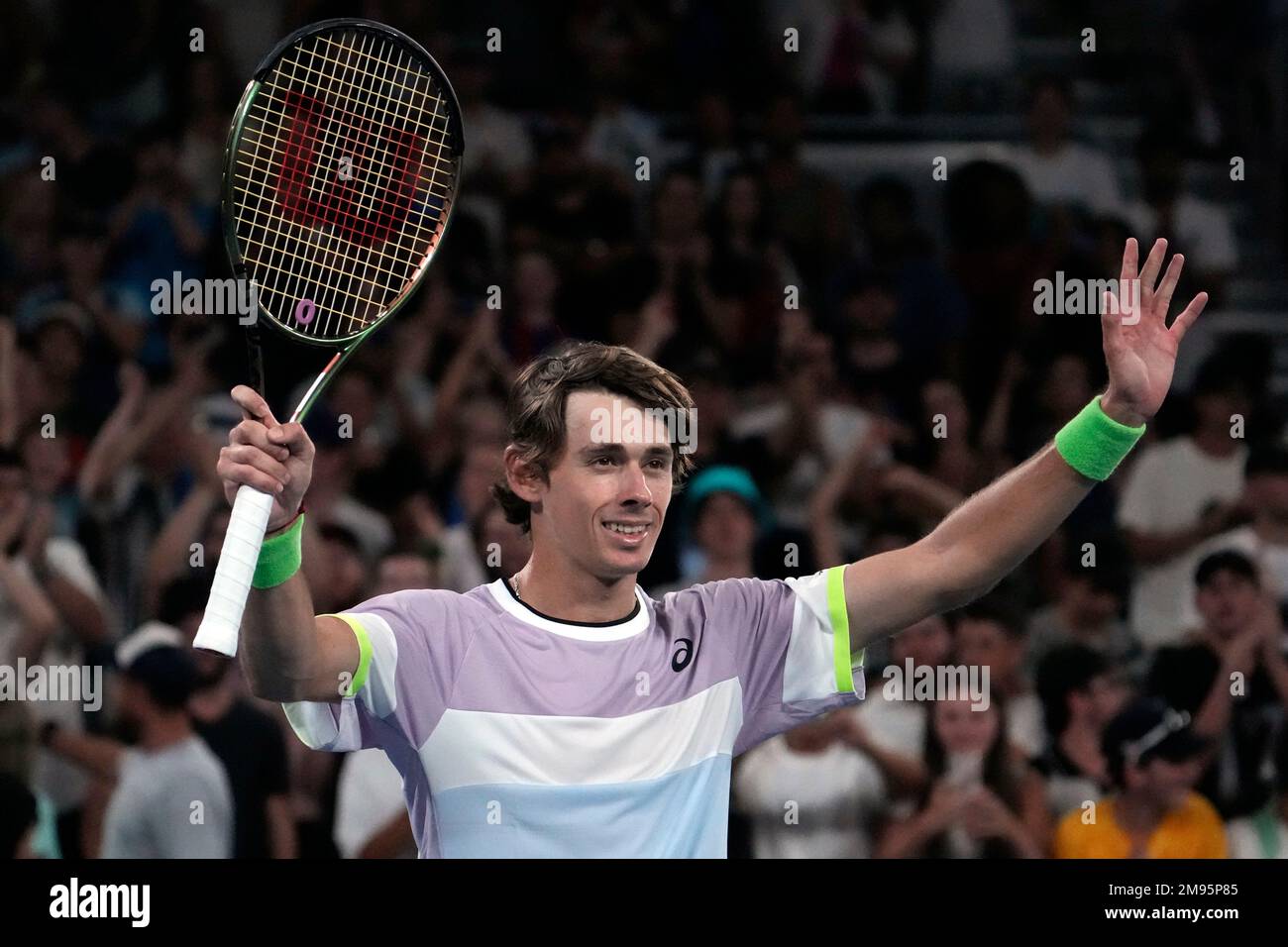 Alex de Minaur of Australia celebrates after defeating Hsu Yuhsiou of