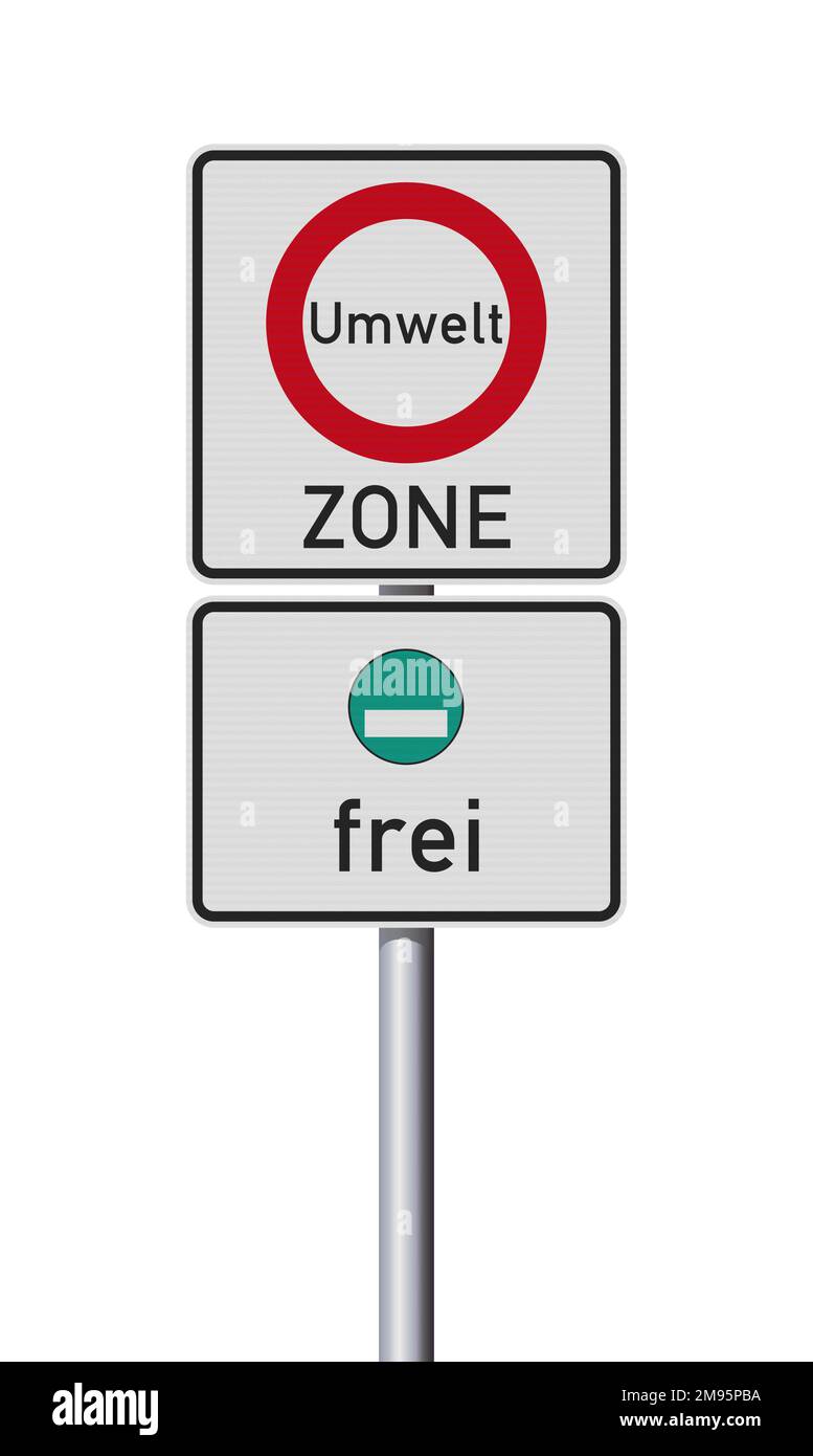 Vector illustration of the Umweltzone (Low Emission Zone in German) and Frei (Free in German
