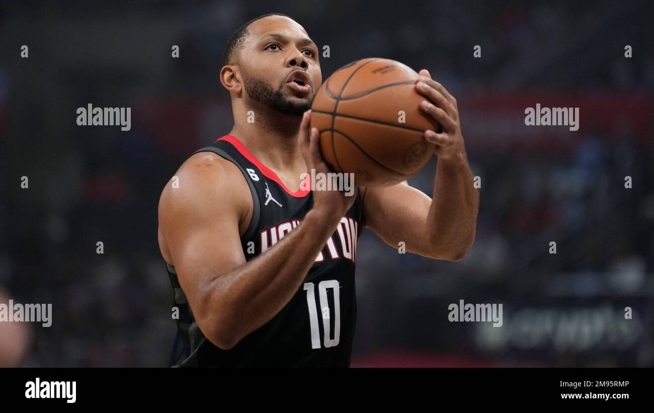 Houston Rockets guard Eric Gordon shoots a free throw during an NBA ...