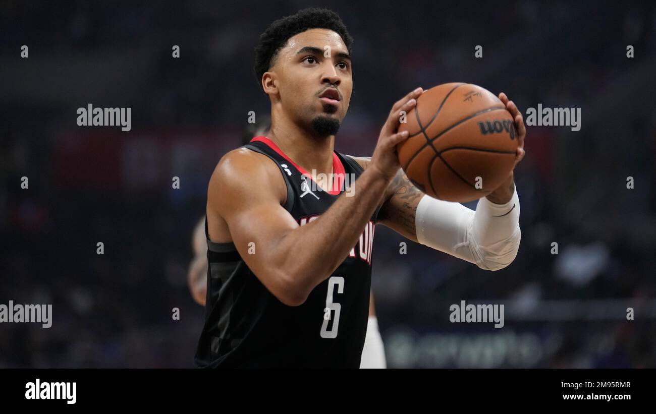 Houston Rockets forward Kenyon Martin Jr. shoots a free throw during an