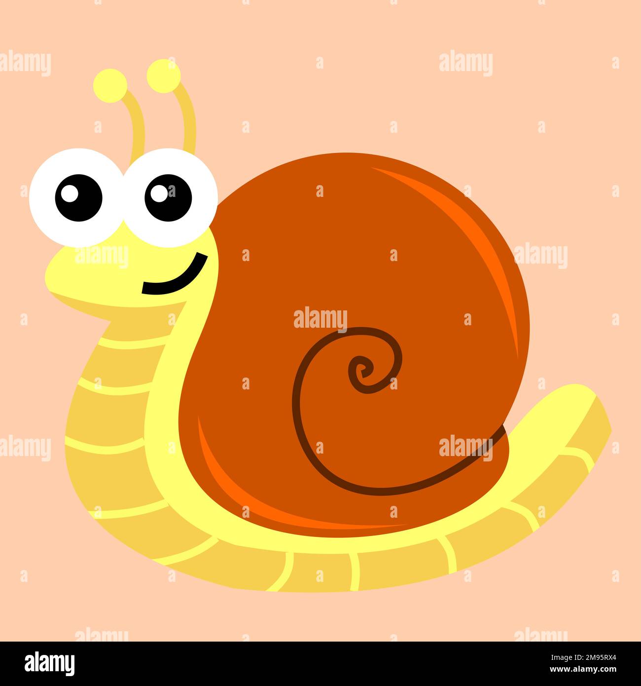 A vector of a cute snail isolated on a pink background Stock Vector ...
