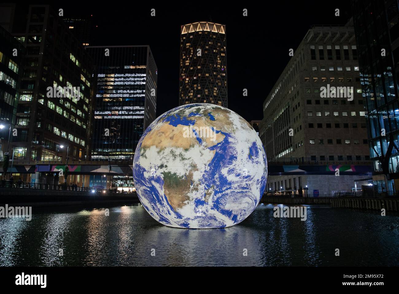 CANARY WHARF, LONDON, 16th JANUARY 2023, Floating Earth is an