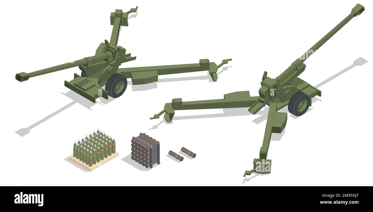 The FH70 is a towed howitzer. Military towed self-propelled howitzer. Stock Vector