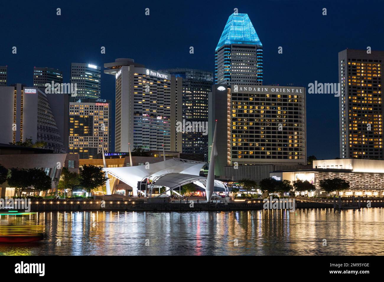 Evening light show at Marina Bay Singapore Stock Photo