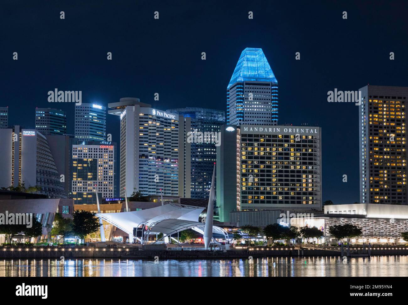 Evening light show at Marina Bay Singapore Stock Photo