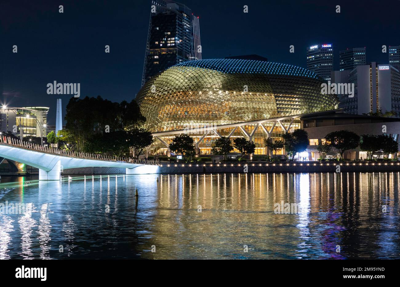 Evening light show at Marina Bay Singapore Stock Photo