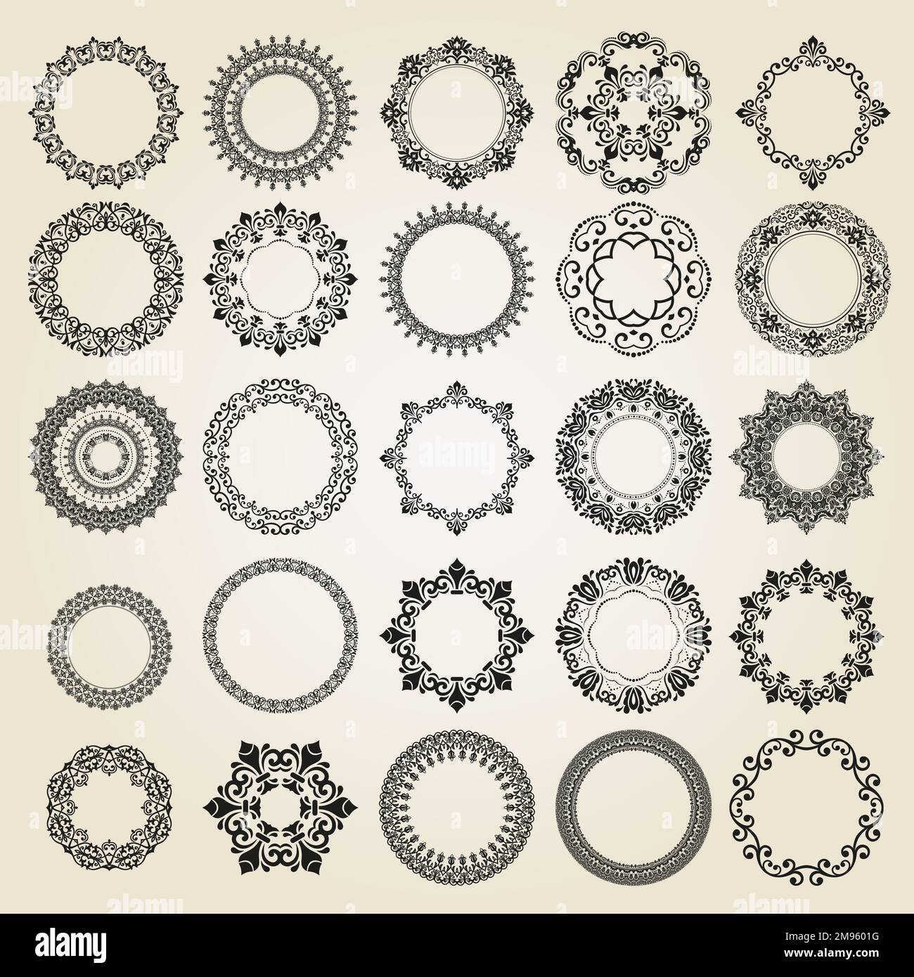 Vintage set of vector round elements. Different elements for design ...