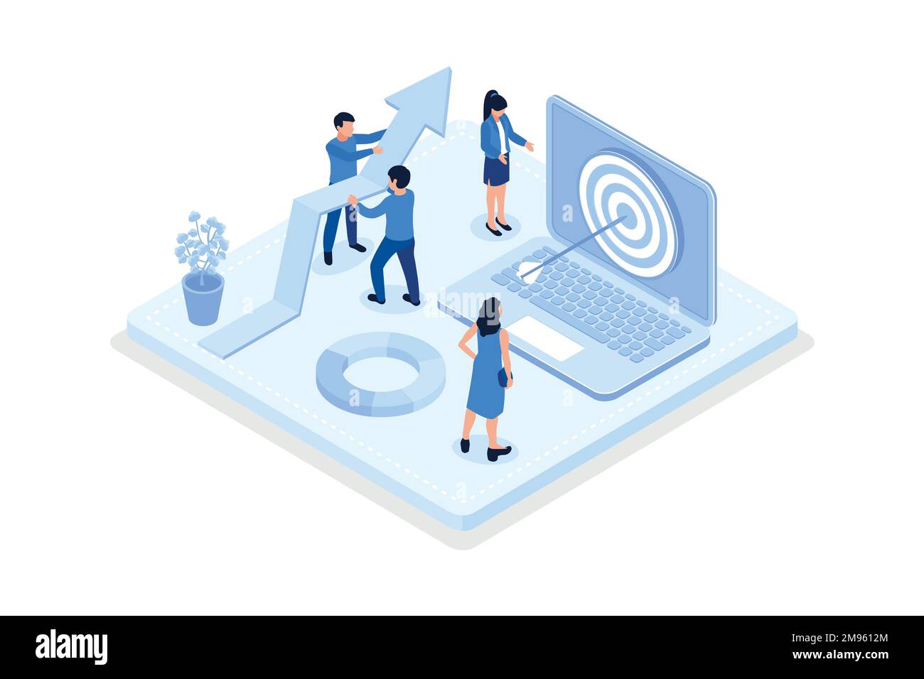 People planning seo optimization. Seo targeting and performance concept, isometric vector modern illustration Stock Vector