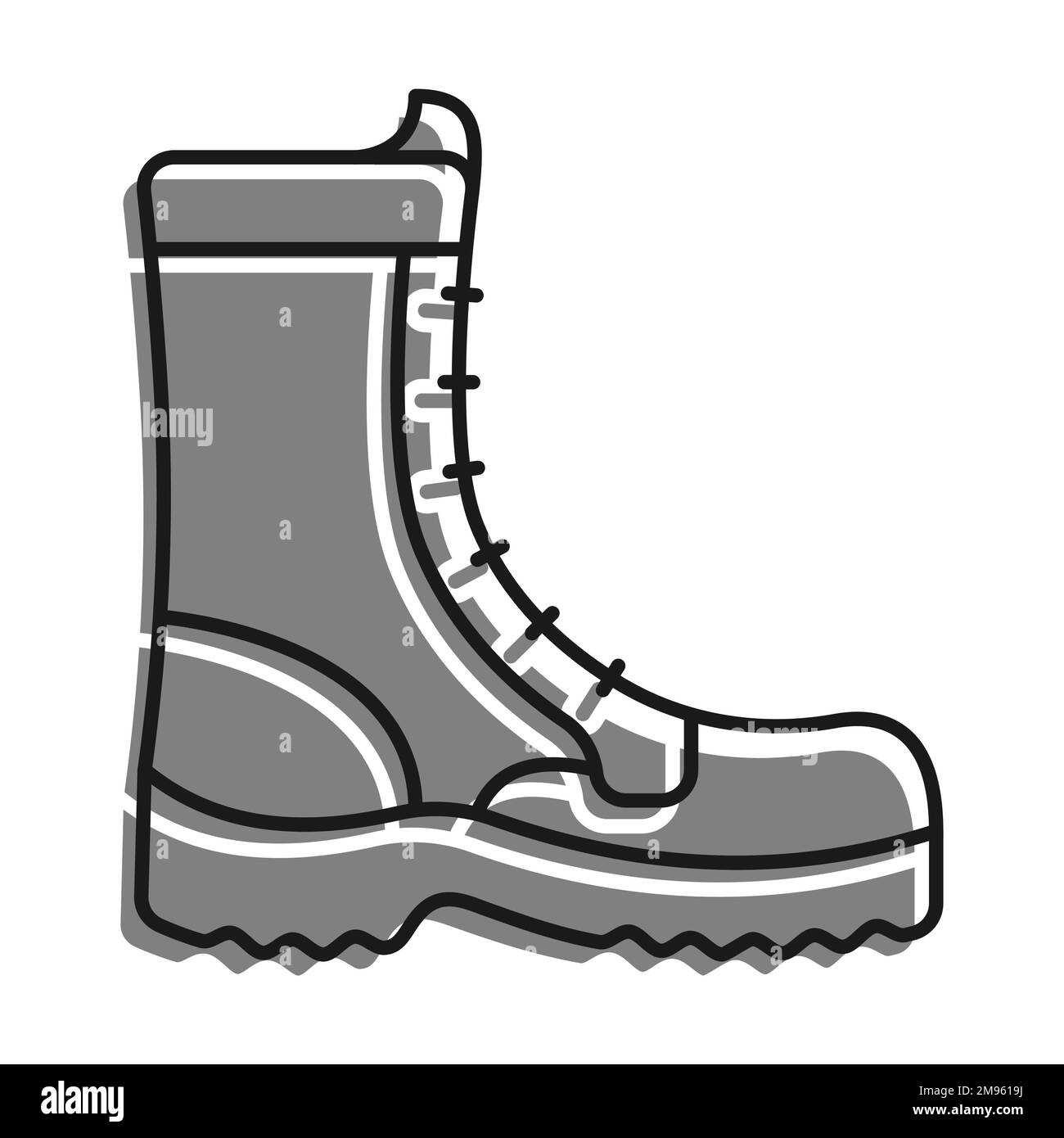 Linear icon, soldier high boots with lace. Military and tourist