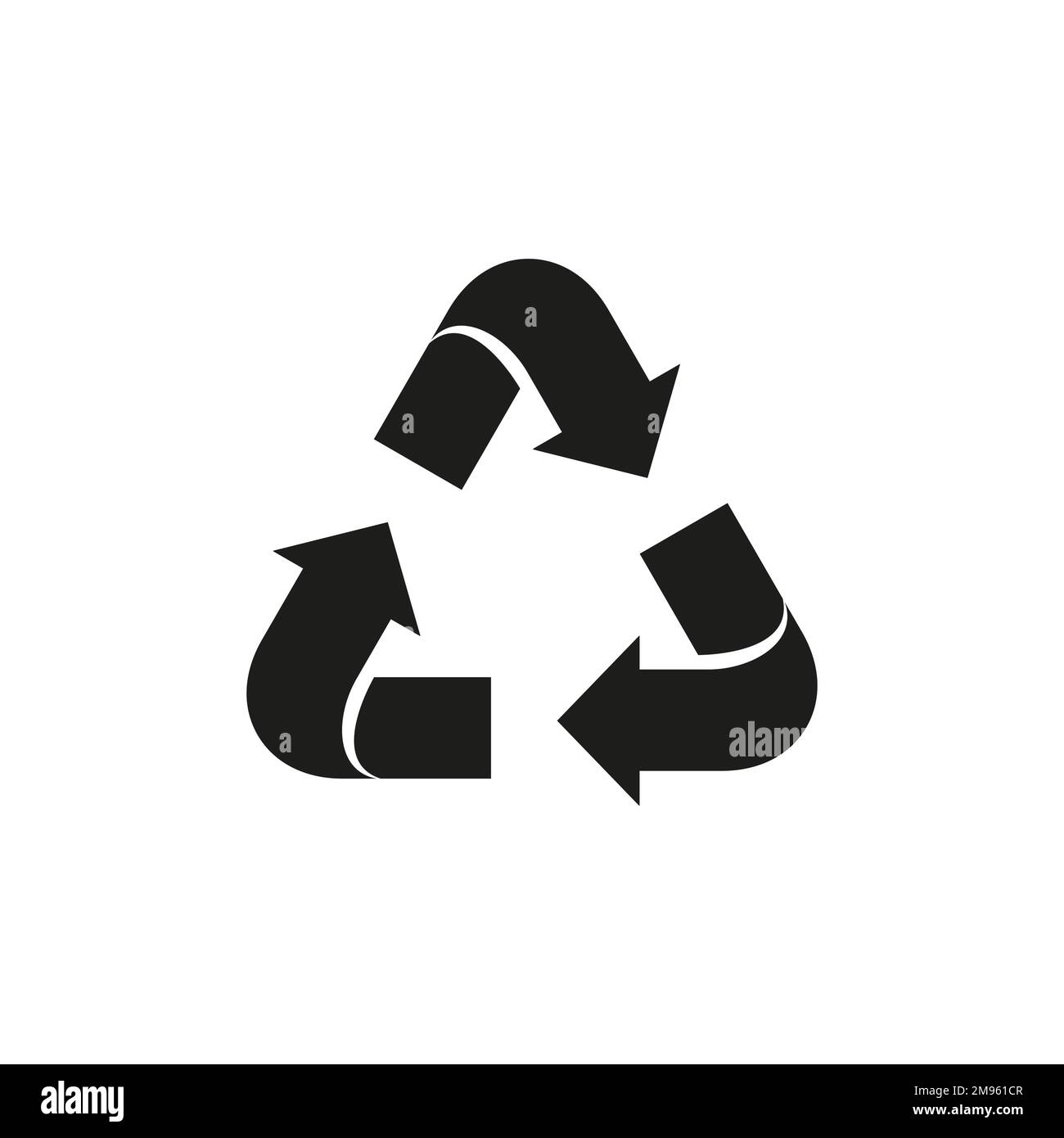 The three chasing arrows of the universal recycling symbol. Flat vector