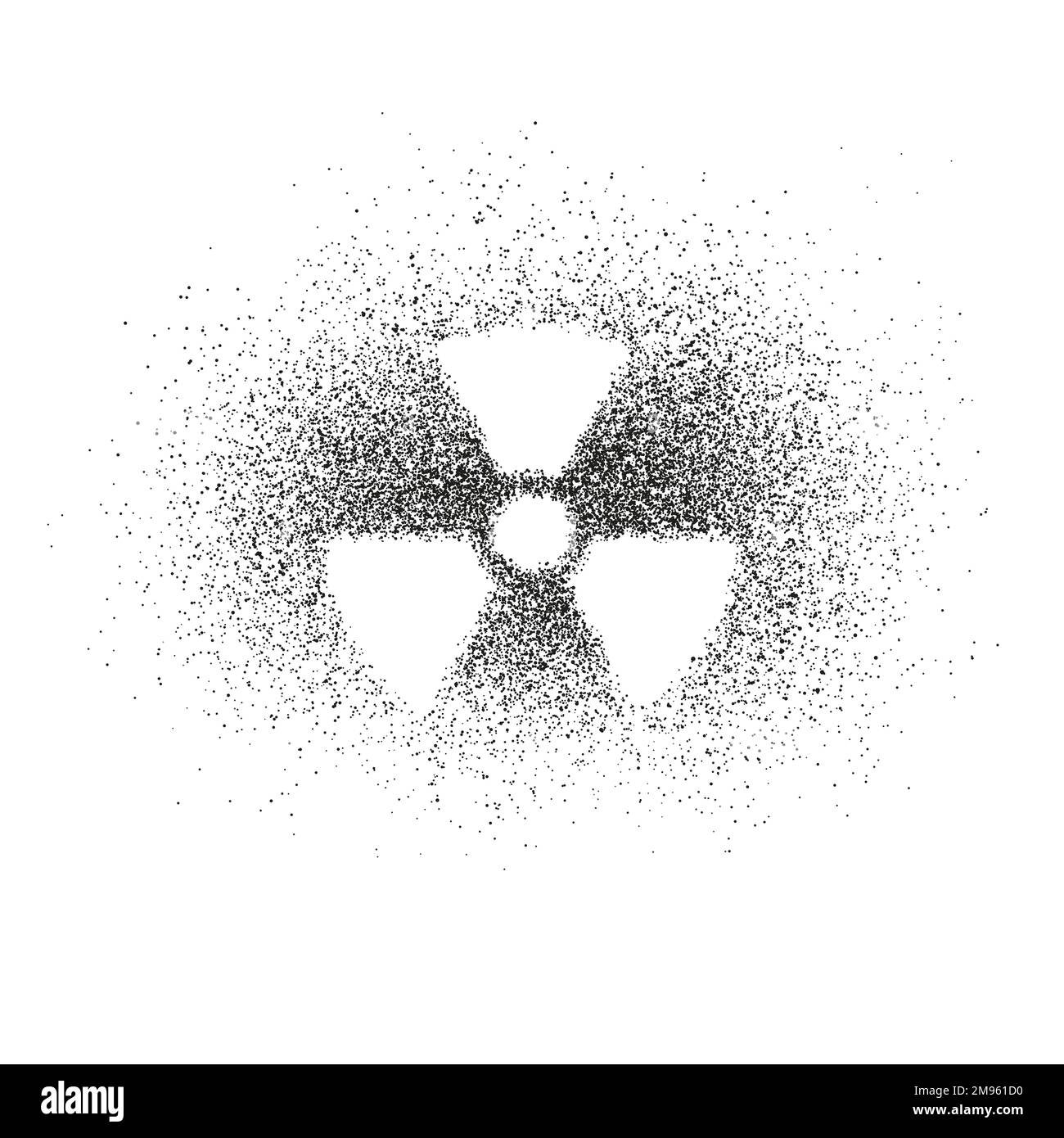 Radioactive hazard sign. Spray spot graffiti silhouette. Flat vector