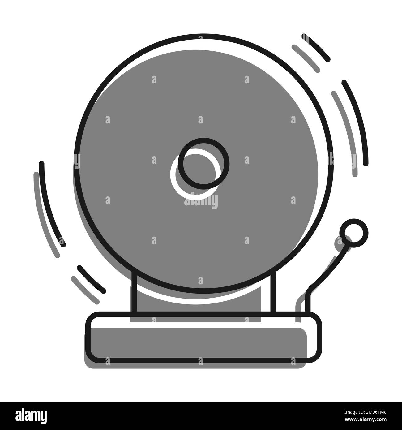 Sound alarm school wall bell. Sound notification in higher educational institution during evacuation. Simple linear vector Stock Vector