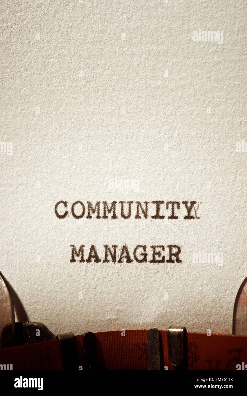 Community manager phrase written with a typewriter Stock Photo - Alamy