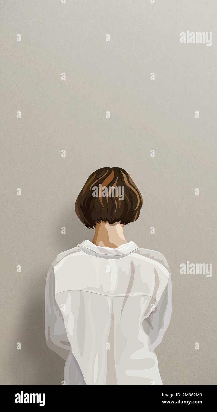 Woman and mobile phone and rear view Stock Vector Images - Alamy