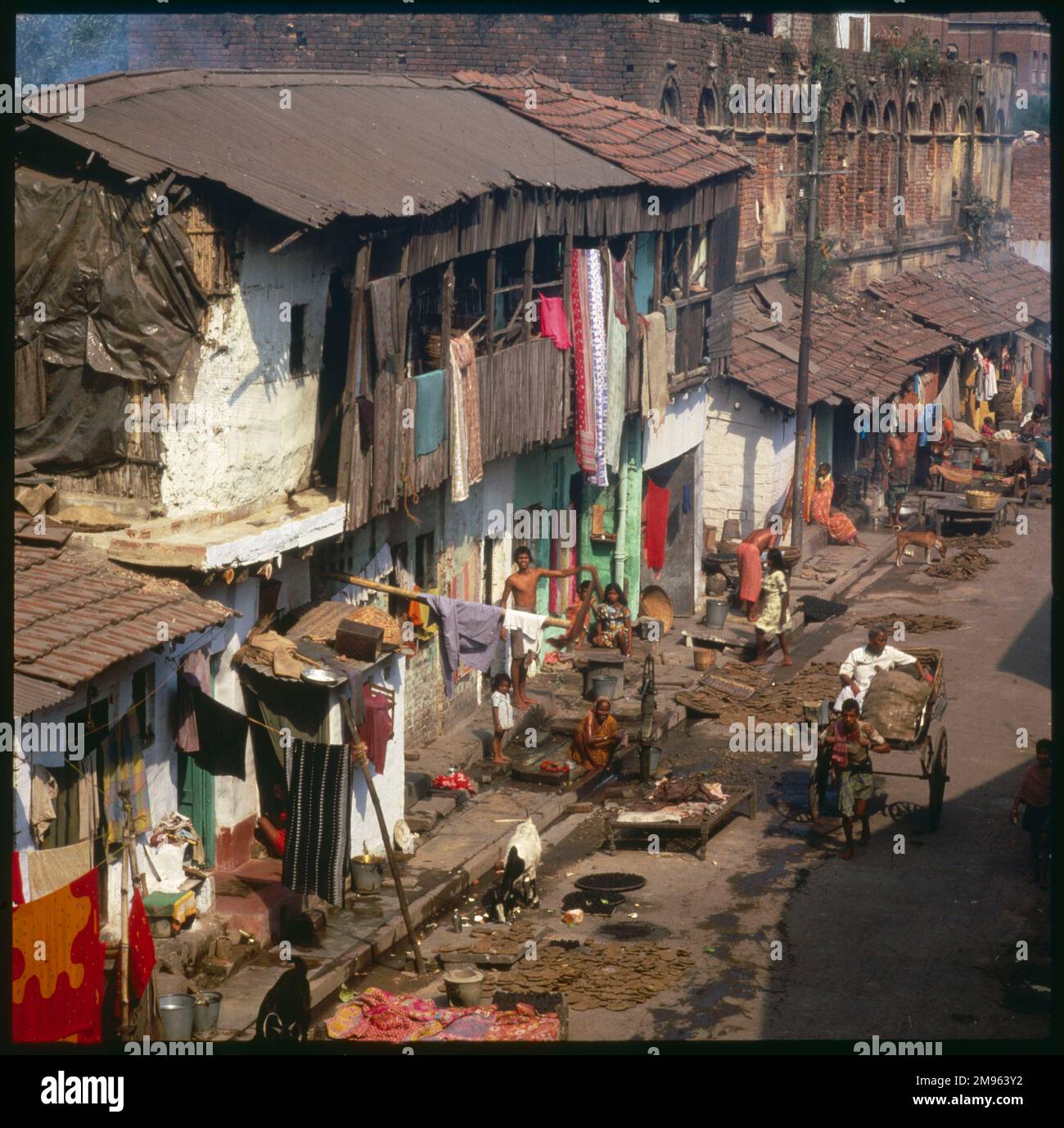 Aerial view of slum housing in Calcutta, India. Stock Photo