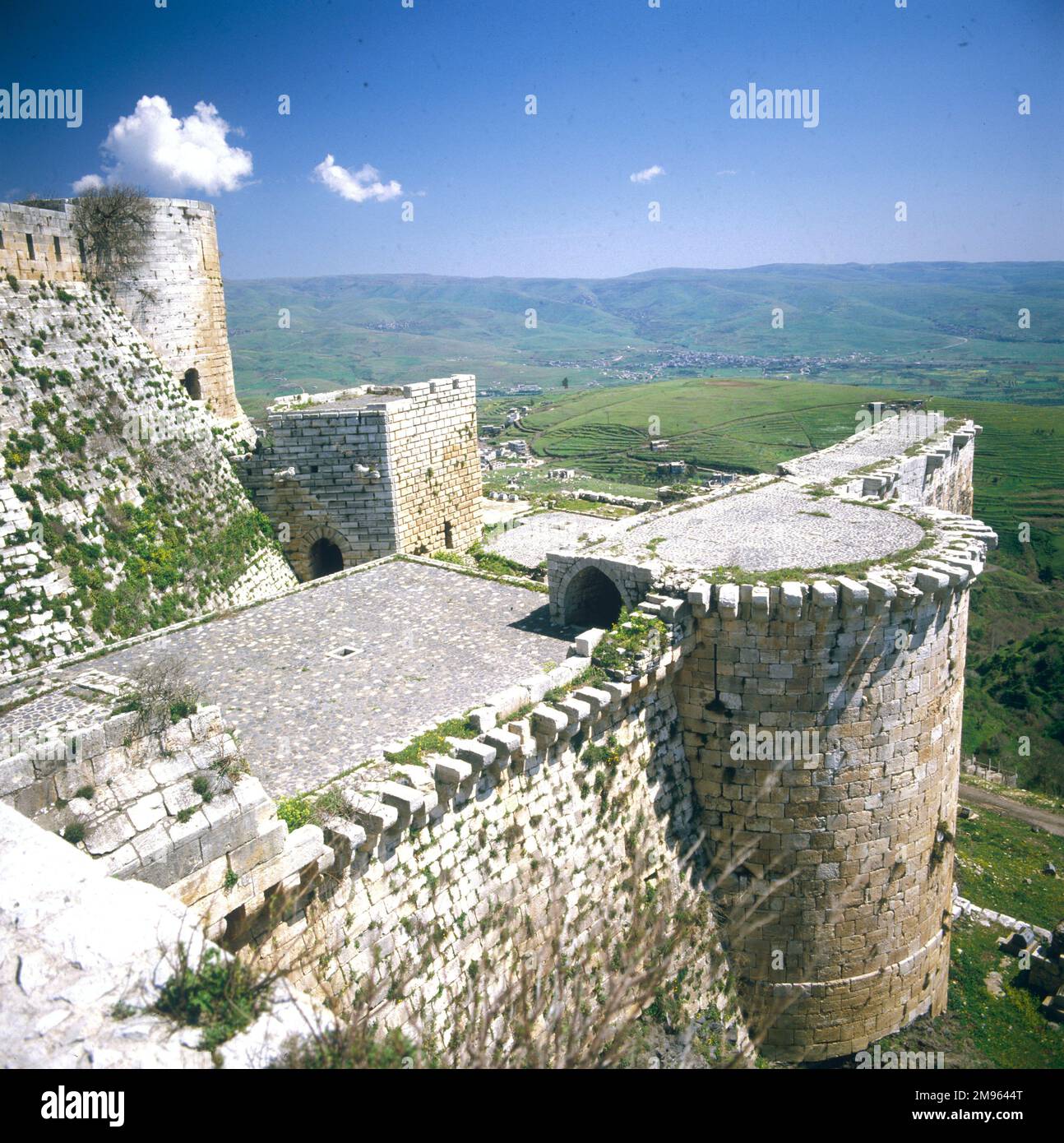 This fortress was built by the Kurds. It was taken by the crusaders in the 12th century. They made additions to it before the fort was taken by Baybars in the 13th century. Stock Photo