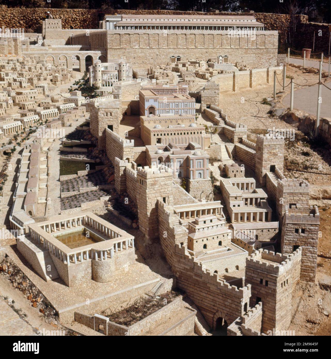 A reconstruction of JERUSALEM at the time of the second temple before the town was ransacked by the Romans. The model was made between 1964 and 1967 by Hans Kroch. Stock Photo