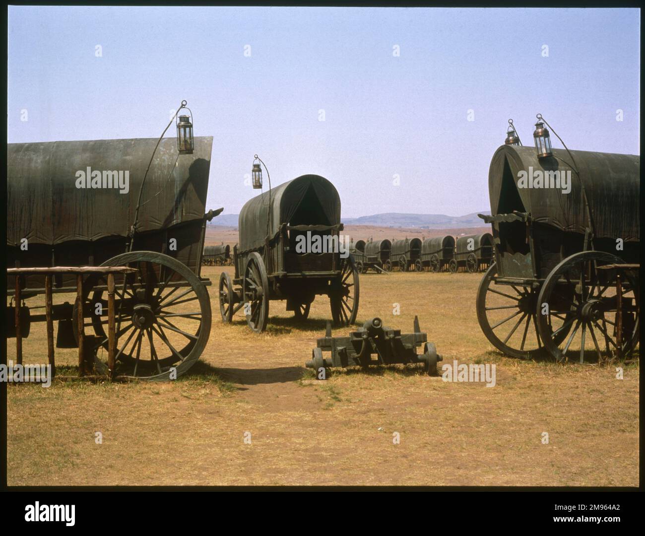 Cast iron prairie schooners of the Boer Voortrekker Laager on the site