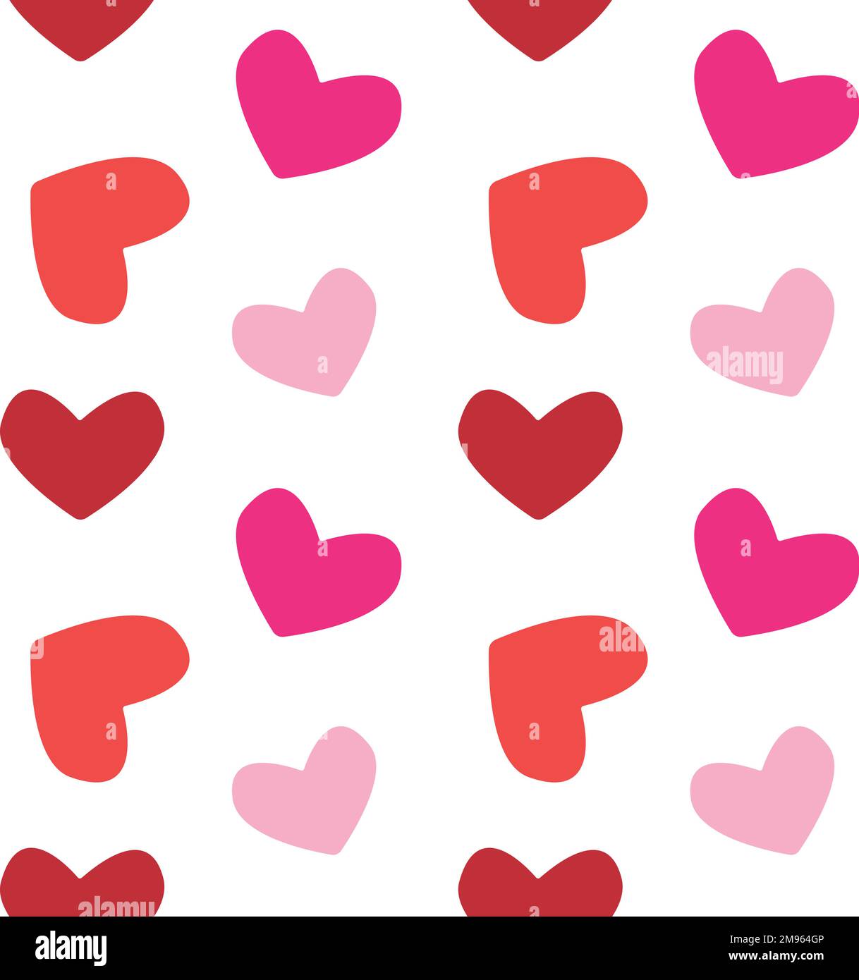 Vector seamless pattern of hand drawn flat hearts isolated on white ...