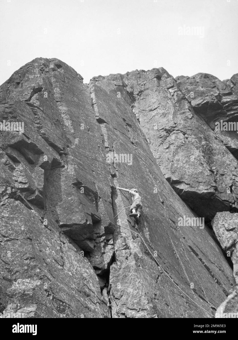 A rock climber on Great Gable, Cumberland, England. Stock Photo