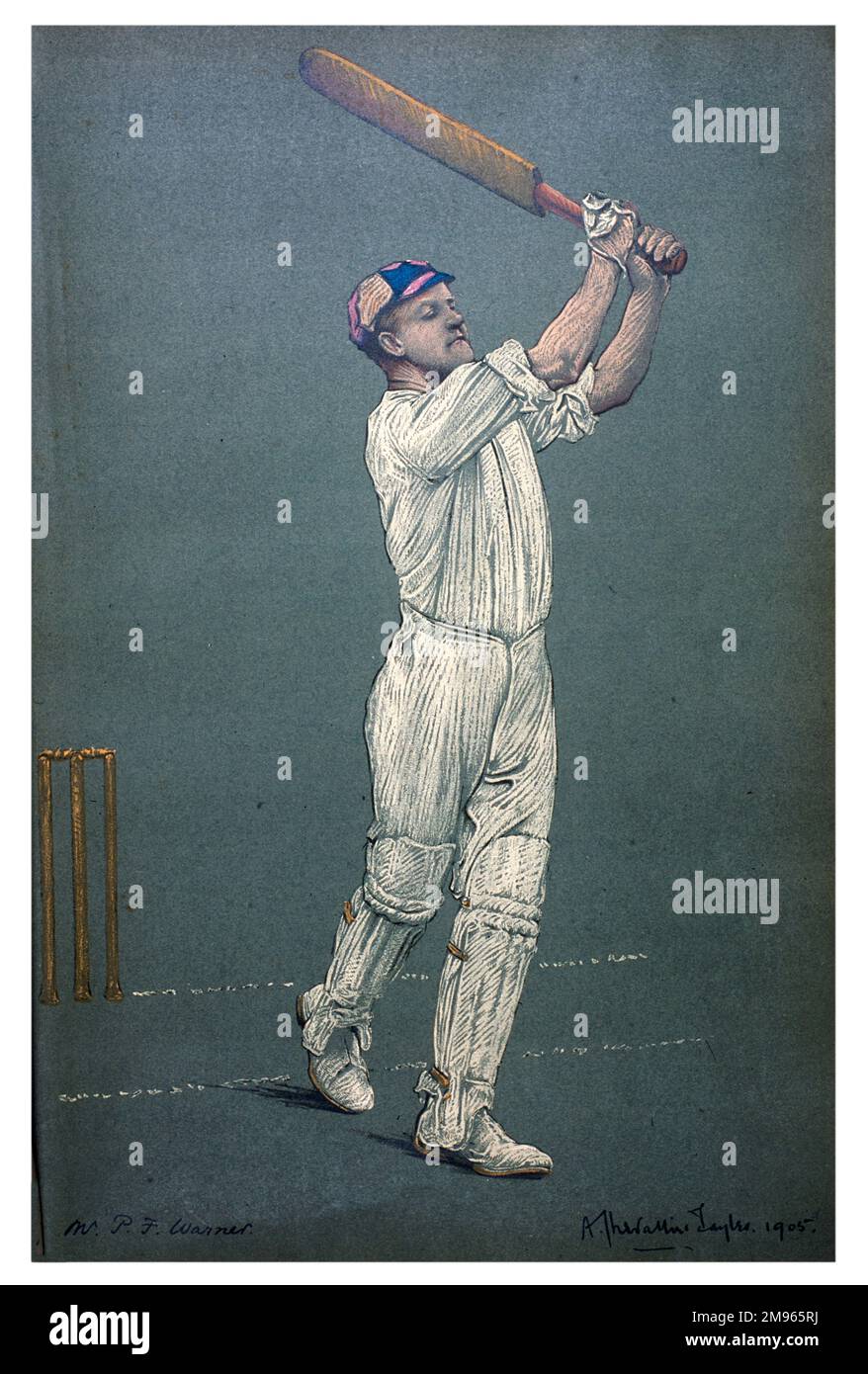 Pelham F. Warner hitting an on-drive. Cricketer for Middlesex and England Stock Photo