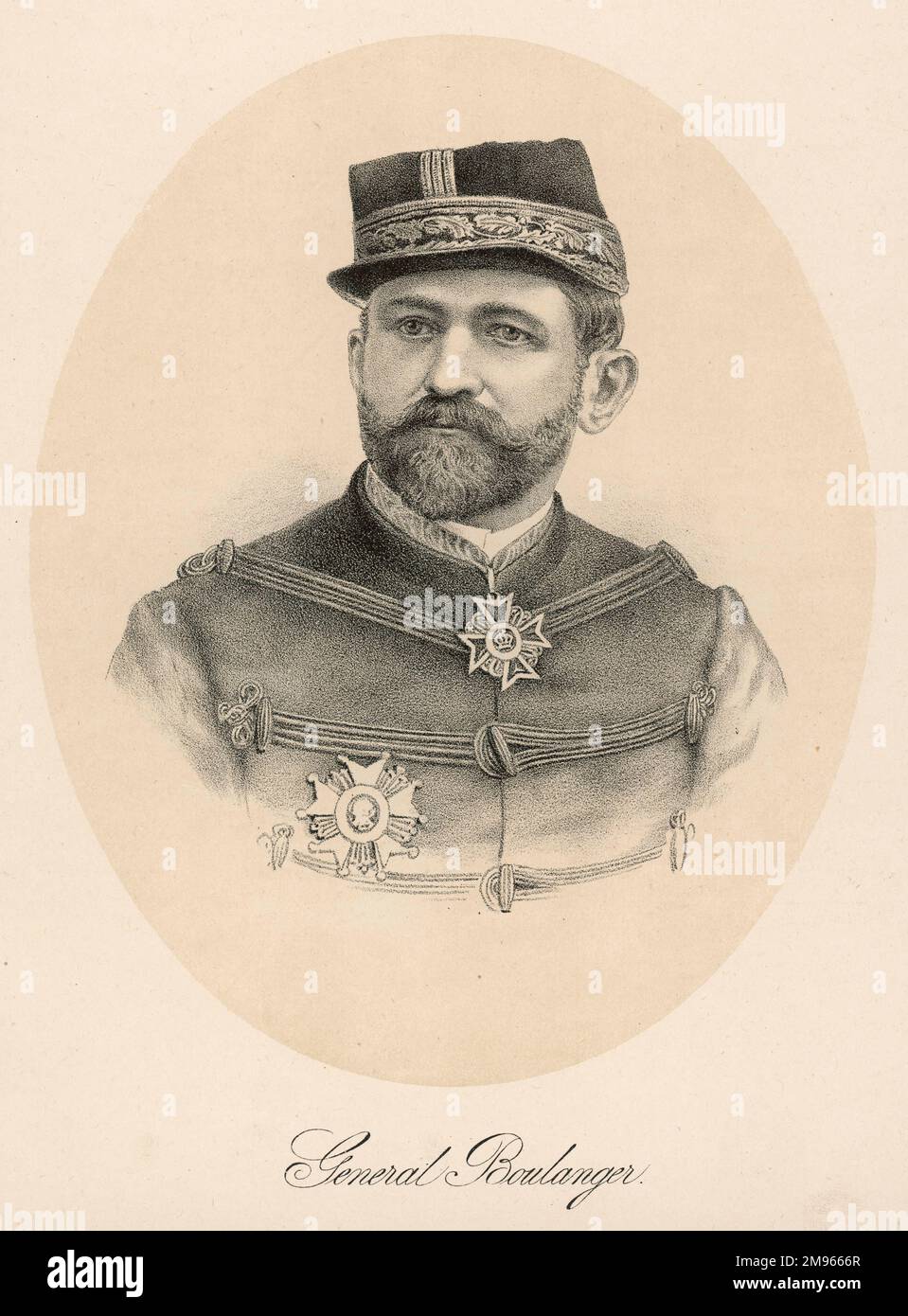 Estampe Vintage Le Général Boulanger - Photoglyptie Circa 1887, Galerie Contemporaine