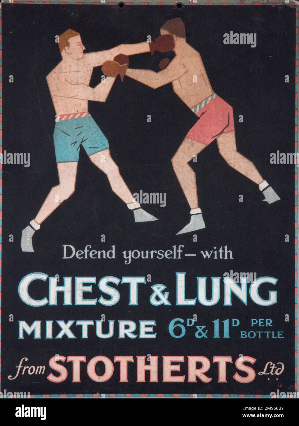An advert for Stotherts Chest and Lung Mixture where two boxers show