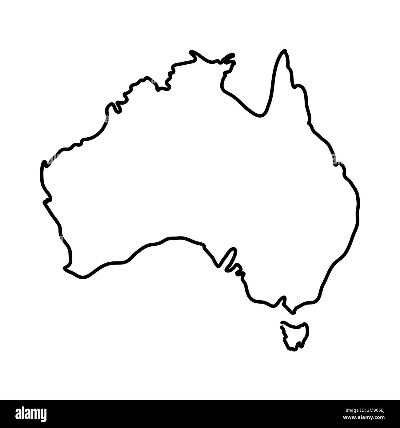 Vector flat outline Australia map silhouette isolated on white background Stock Vector