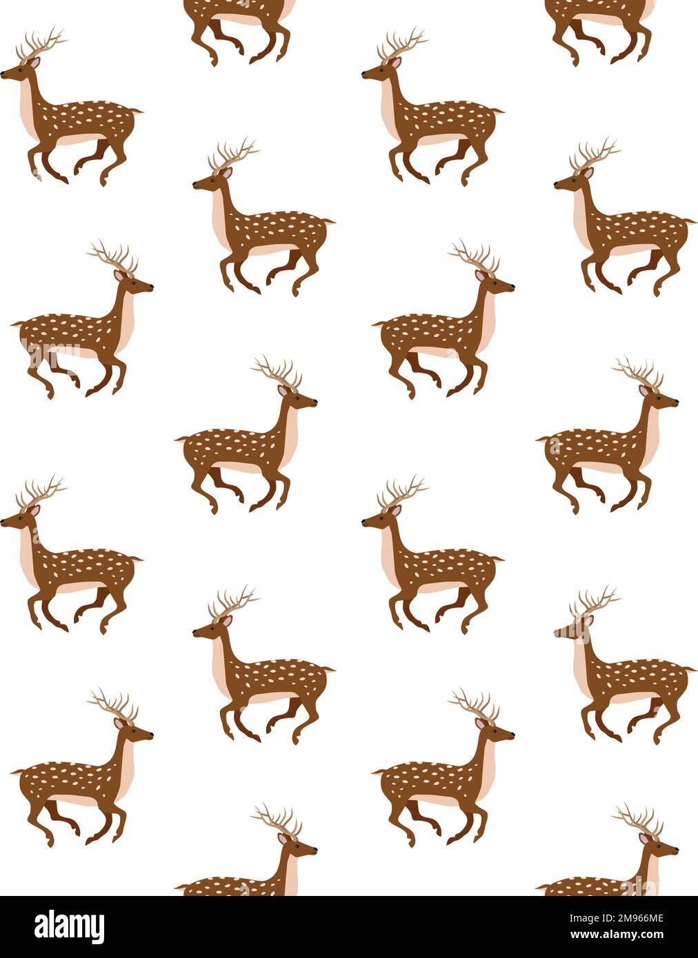 Vector seamless pattern of hand drawn flat running deer isolated on ...