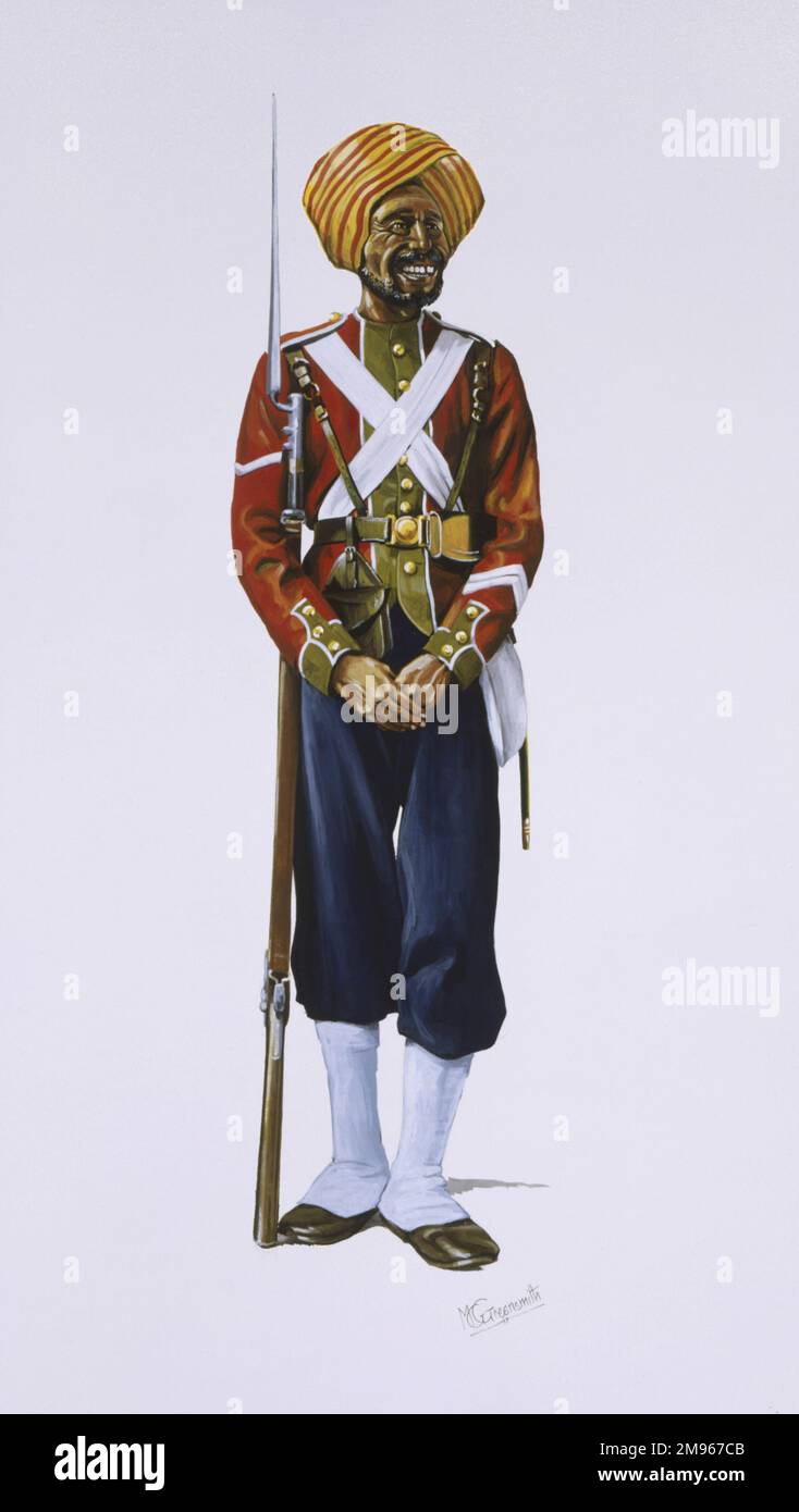 Lance-Naik (Lance Corporal) of the Ludhiana Sikhs. Painting by Malcolm Greensmith Stock Photo