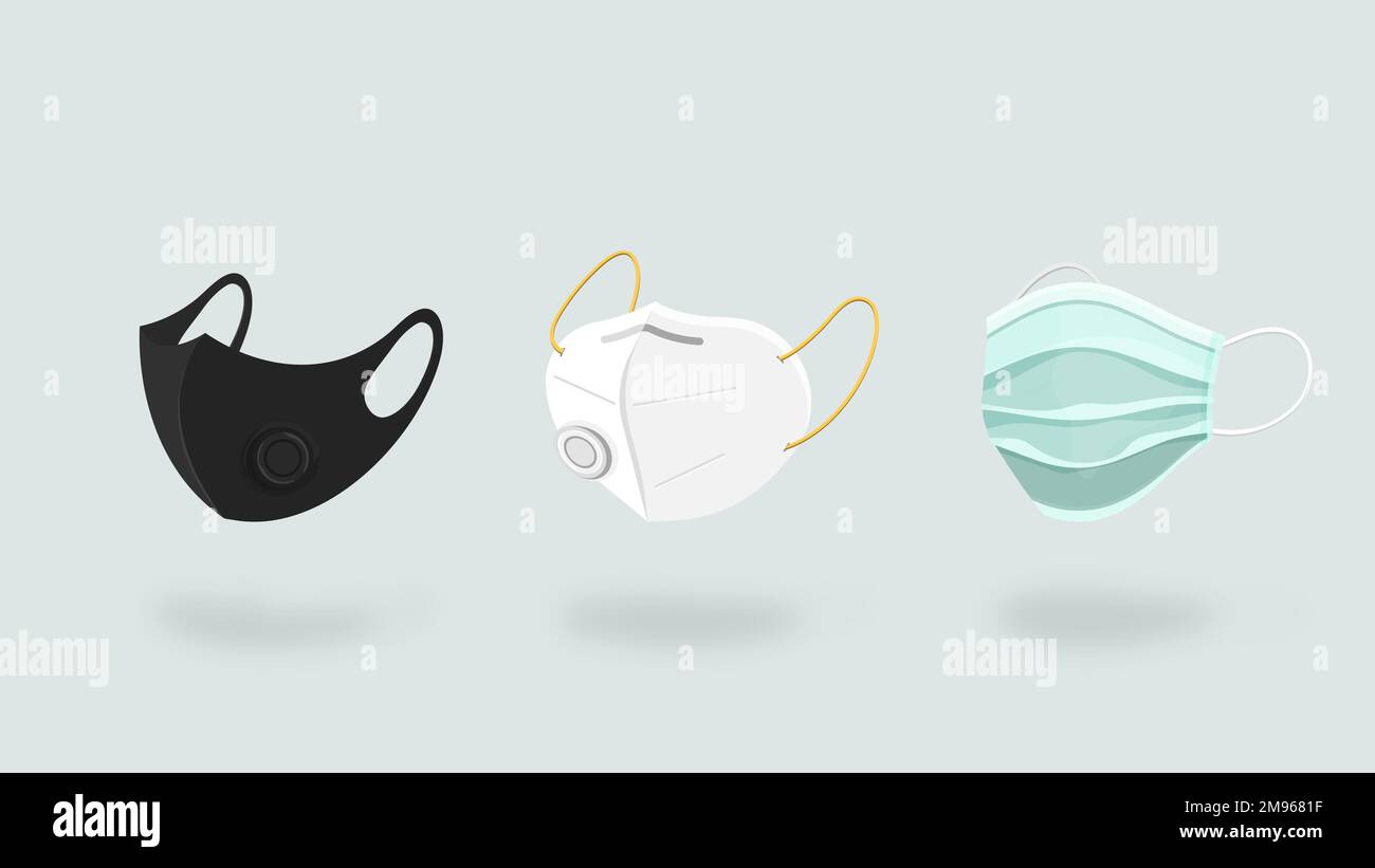 Protective face mask set covid-19 awareness vector Stock Vector Image ...